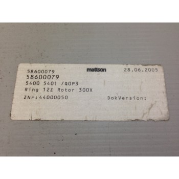 Mattson Technology 58600079 Ring 12inch Rotor 300X9